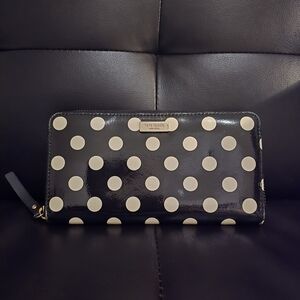 Kate Spade Black and Cream Polka Dot Wallet